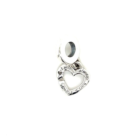 Silver tone I Will Always Have A Friend Heart Charm - Picture 3 of 3